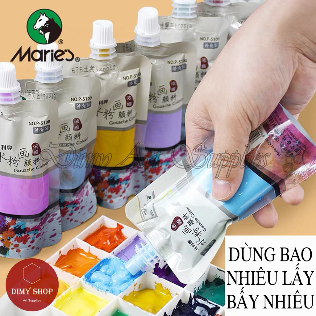 Màu nước Gouache MARIE's dạng bịch cao cấp