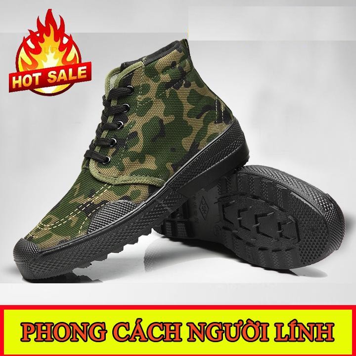 Giày cao cổ rằn ri, giày lính, giày đi phượt leo núi đủ size cho cả nam và nữ - Màu xanh đậm