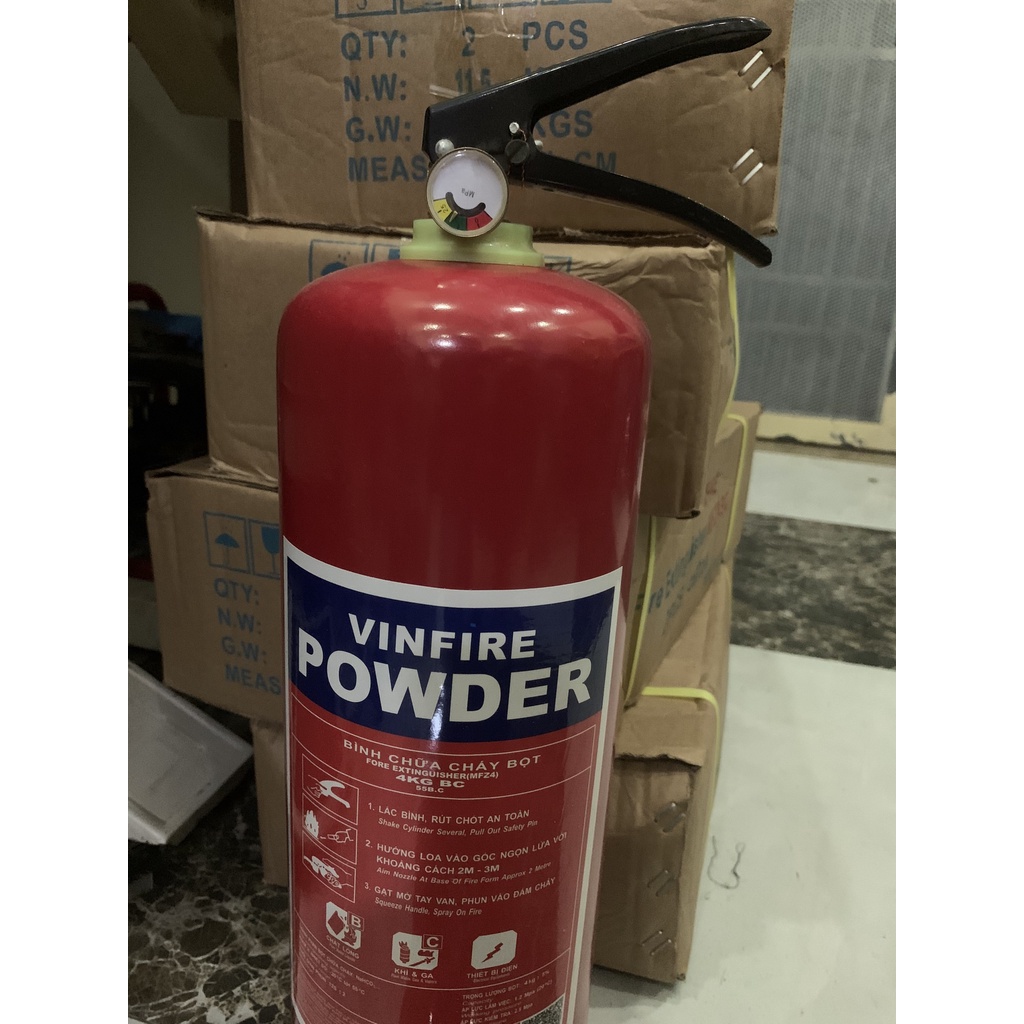 Bình Cầu Chữa Cháy Bột MFZ4 BC 4Kg Vinfire-Thiết Bị Phòng Cháy Chữa Cháy
