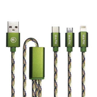 Dây cáp điện thoại Mark DT-06 3 in 1 (3 đầu cáp Micro,Lightning, Type-C,hỗ trợ sạc nhanh)