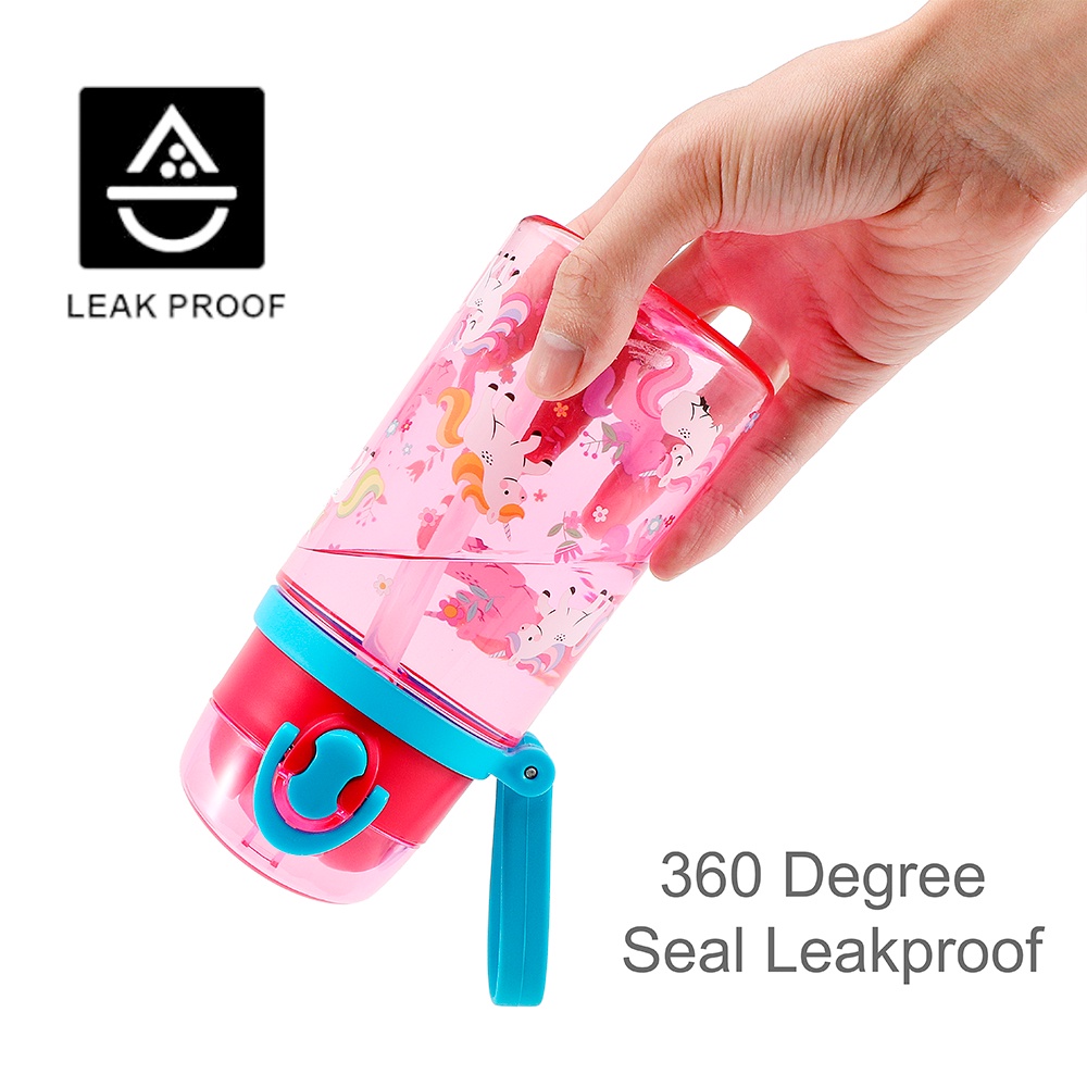 Mua một tặng một Set 2 Bình Nước Uống Bằng Silicon Có Ống Hút 14oz / 400ml Cho Bé Trai / Bé Gái