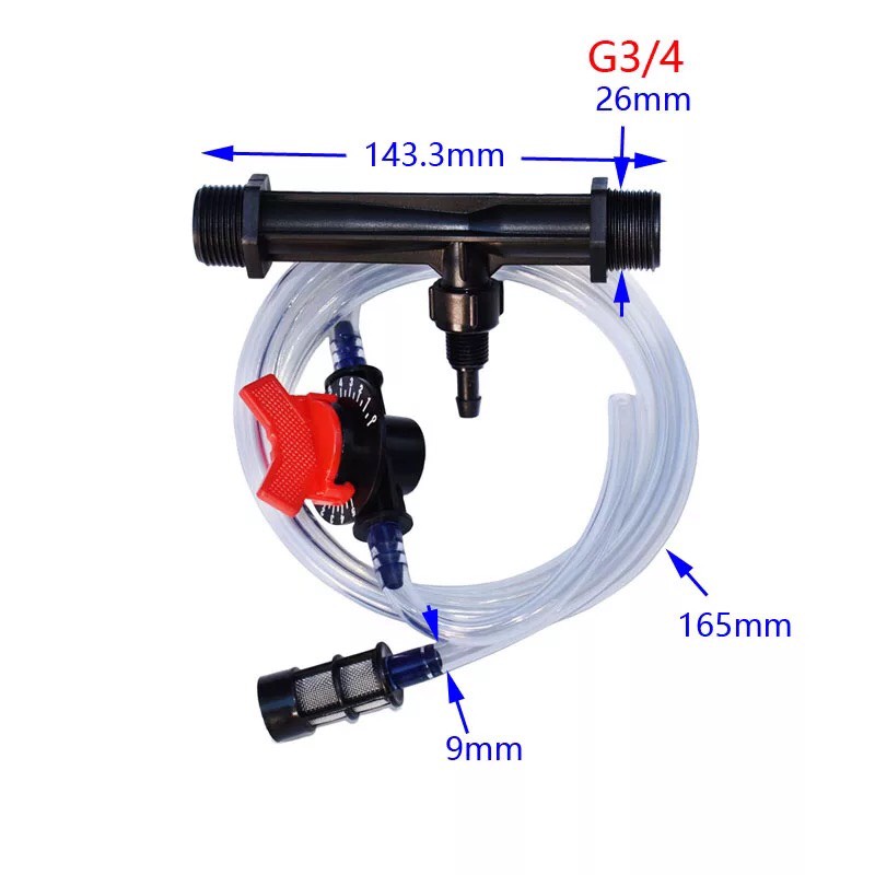 Bộ lọc châm phân bón tự động venturi 27 kèm dây hút có van điều chỉnh