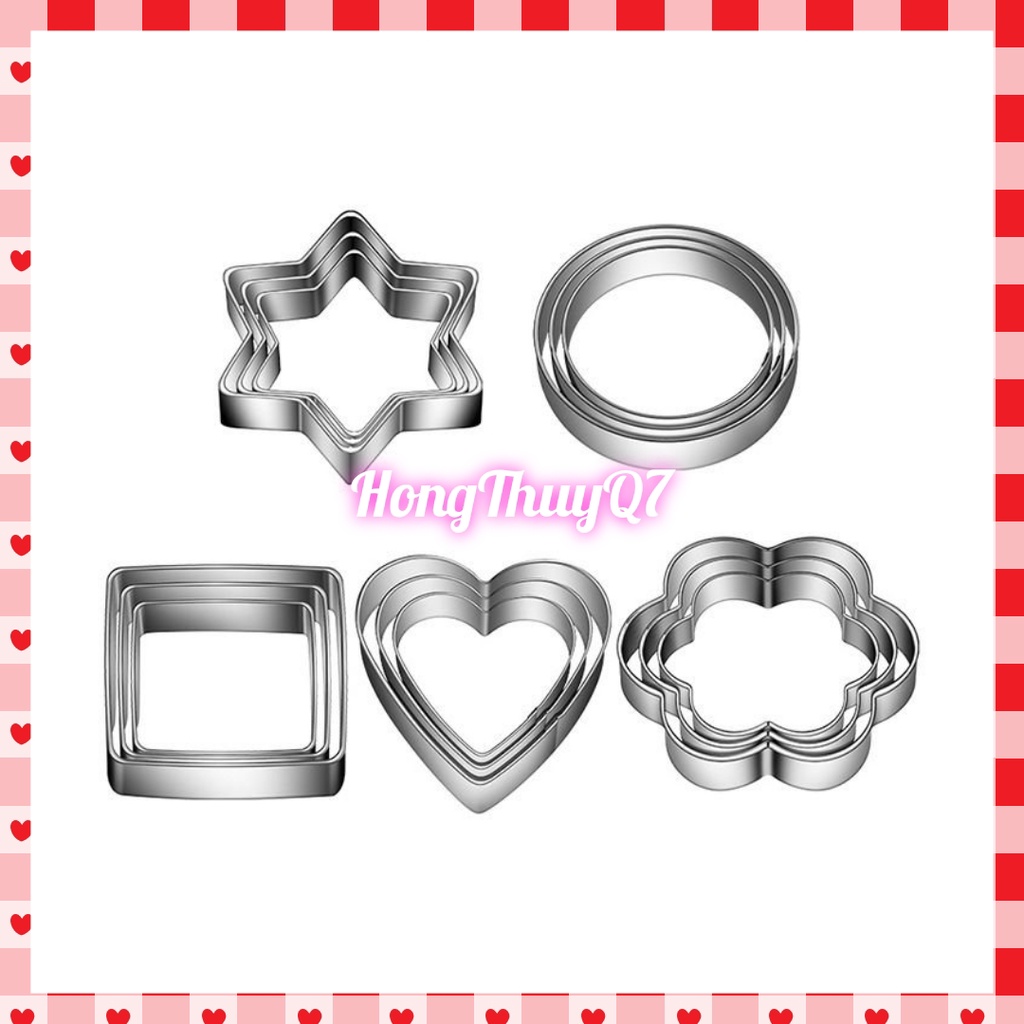 Khuôn Tròn, Hình Trái Tim, Hoa, Sao Làm Bánh Quy, Cookies, Cắt Trái Cây, Rau Câu, Cơm Nắm /3.48/- HongThuyQ7