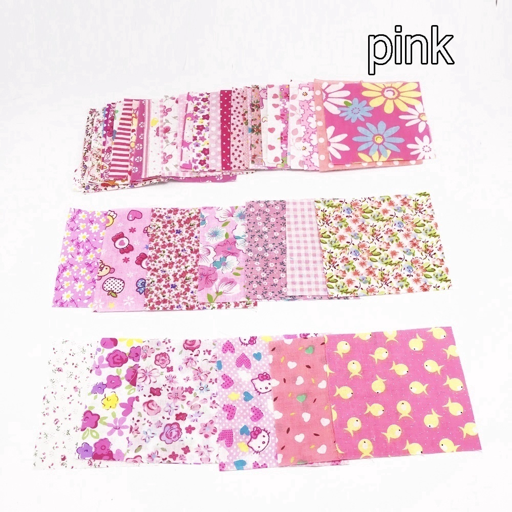 Set 50 tấm vải 100% cotton 10x10cm họa tiết hoa nhỏ làm đồ thủ công