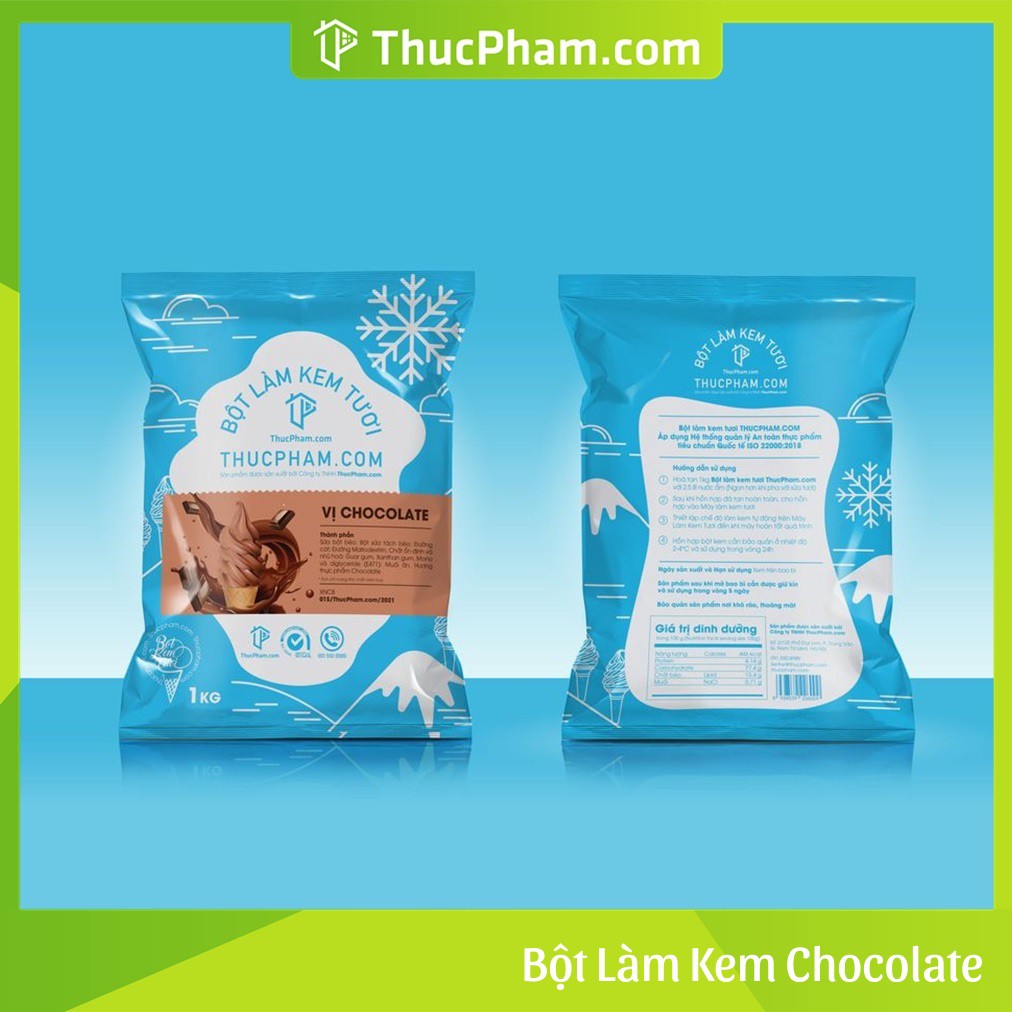 Bột Làm Kem Tươi THUCPHAM.COM Vị Chocolate 1kg - Công Thức Độc Quyền Hương Vị Mới, Không Gắt, Không Hắc
