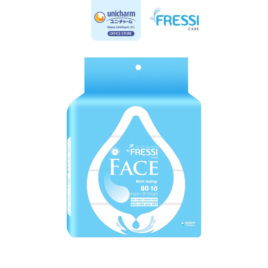 Combo 4 gói khăn ướt chăm sóc da Fressi Care Face 20 miếng gói