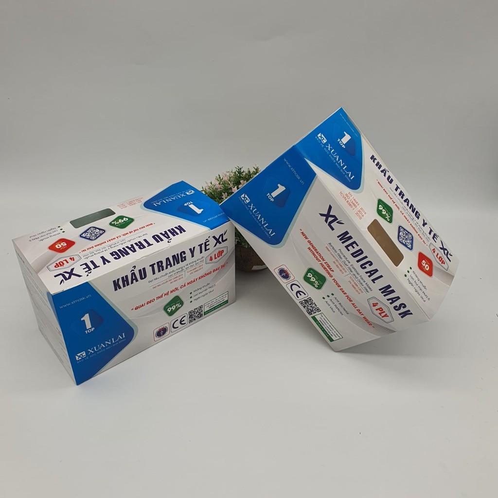(Mẫu Mới) Hộp 50 Chiếc Khẩu Trang Y Tế 4 Lớp Kháng Khuẩn Chuẩn Xuân Lai Quai Đeo Sử Dụng Cả Ngày Không Đau Taia | BigBuy360 - bigbuy360.vn