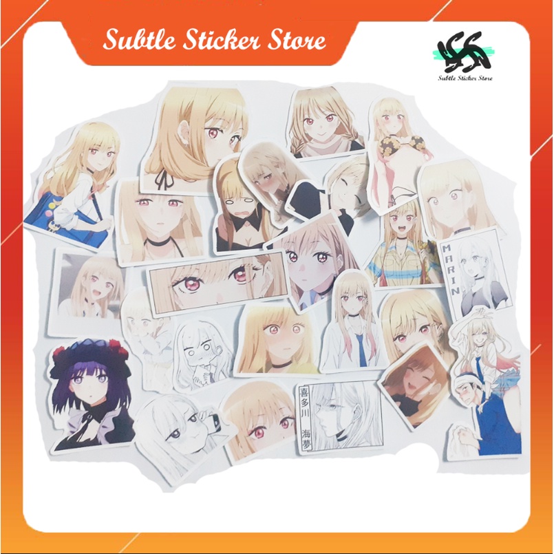 Set 10/15/30 Sticker Marin Kitagawa hình dán trang trí mũ bảo hiểm, vali, điện thoại, laptop...