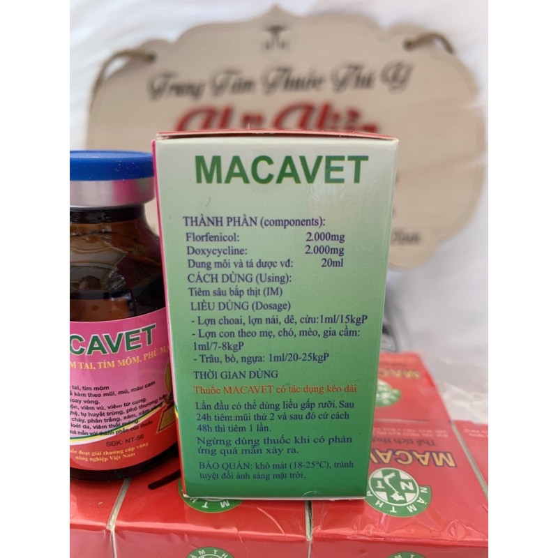 20ml MACAVET - tiêu chảy, viêm phổi trên gà, vịt, ngan, chó, mèo, heo, dê, cừu, trâu, bò, ngựa