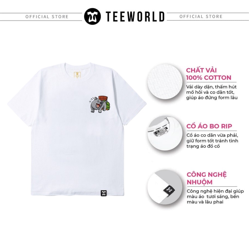 Áo thun Teeworld Dúi Logo Trắng Đen Unisex