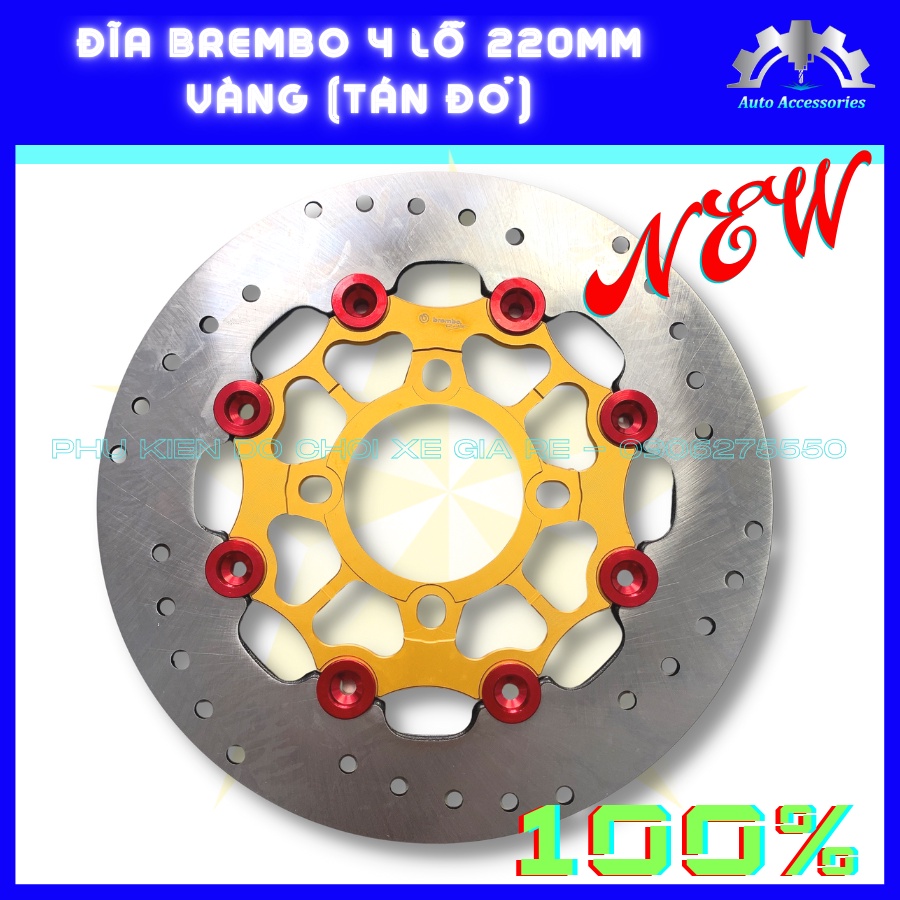 NEW 100% - ĐĨA THẮNG TRƯỚC BRCMBE 4 lỗ size 220mm, Có Đủ Pát CNC gắn Thông Dụng cho Tất Cả các dòng xe - 6 Màu CỰC CHẤT
