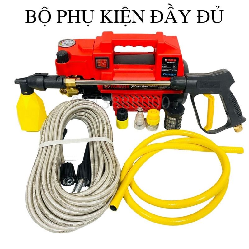 Máy rửa xe áp lực cao YAMAHA-YA988 hàng loại 1 mô tơ 100% dây đồng có chỉnh áp đầy đủ phụ kiện