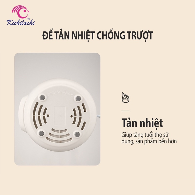 Nồi Nấu Cháo Chậm Cho Bé Kichilachi 0.8l  Ninh, Hầm ,Hấp Cách Thuỷ [ TẶNG THÌA + LỒNG HẤP] BẢO HÀNH 3 THÁNG