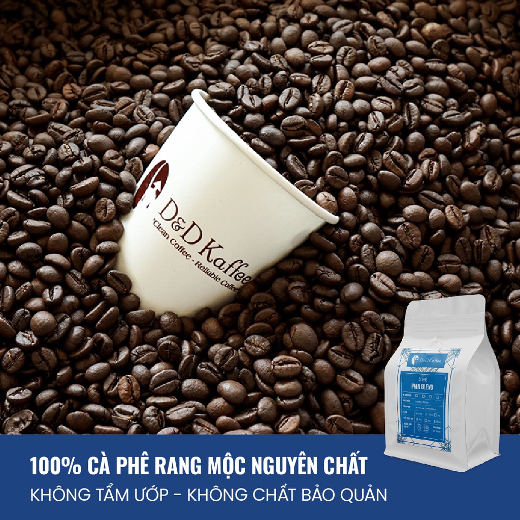 [Tặng Phin] Cà phê pha phin Phin Blend, cà phê nguyên chất 100% rang mộc - 02Kg - D&amp;D Kaffee