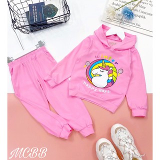 Mcbb - 7-23 kg 100% cotton bộ đồ cho bé gái áo thun tay dài bé gái có mũ quần dài jogger áo hoodie bé gái quần áo trẻ em