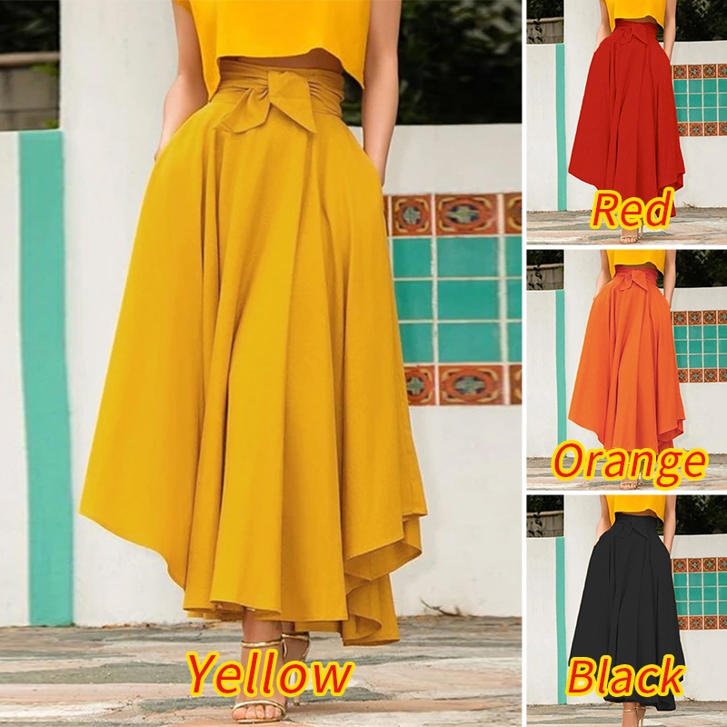 ZANZEA Chân váy maxi lưng cao thiết kế thắt nơ thời trang sành điệu cho nữ