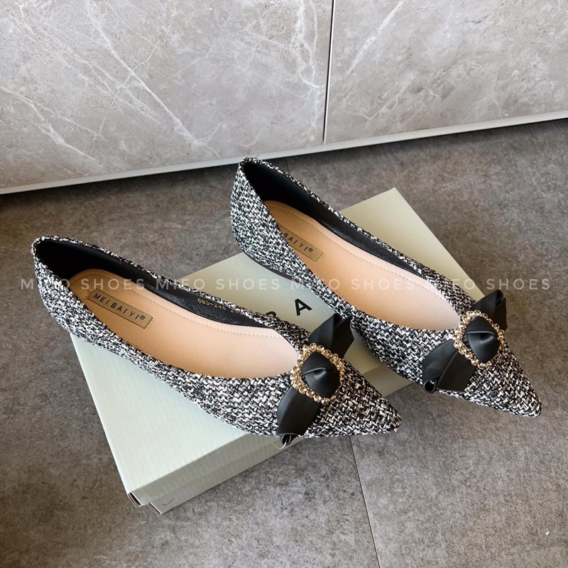 BÚP BÊ NƠ ĐÁ CHẤT DẠ HÀNG NHẬP MIEO SHOES ( B410 )