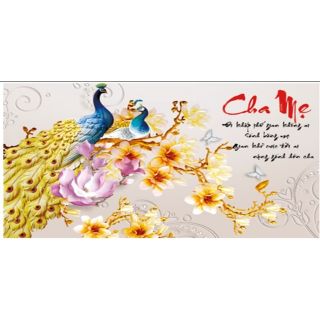 Tranh đính đá! Cha Mẹ công hoa ngọc lan