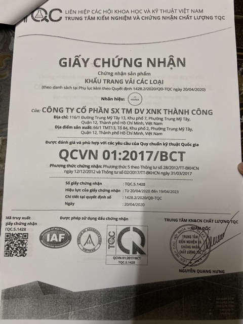 KHẨU TRANG Y TẾ 4 LỚP HANA