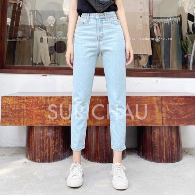 Quần Mom Jeans trơn lai thường Surichauhouse