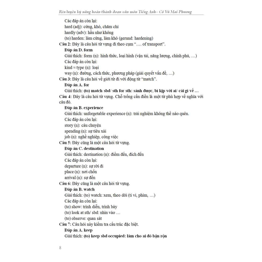 Sách - Rèn Luyện Kỹ Năng Hoàn Thành Đoạn Văn Môn Tiếng Anh Có Giải Chi Tiết - Vũ Thị Mai Phương - KV