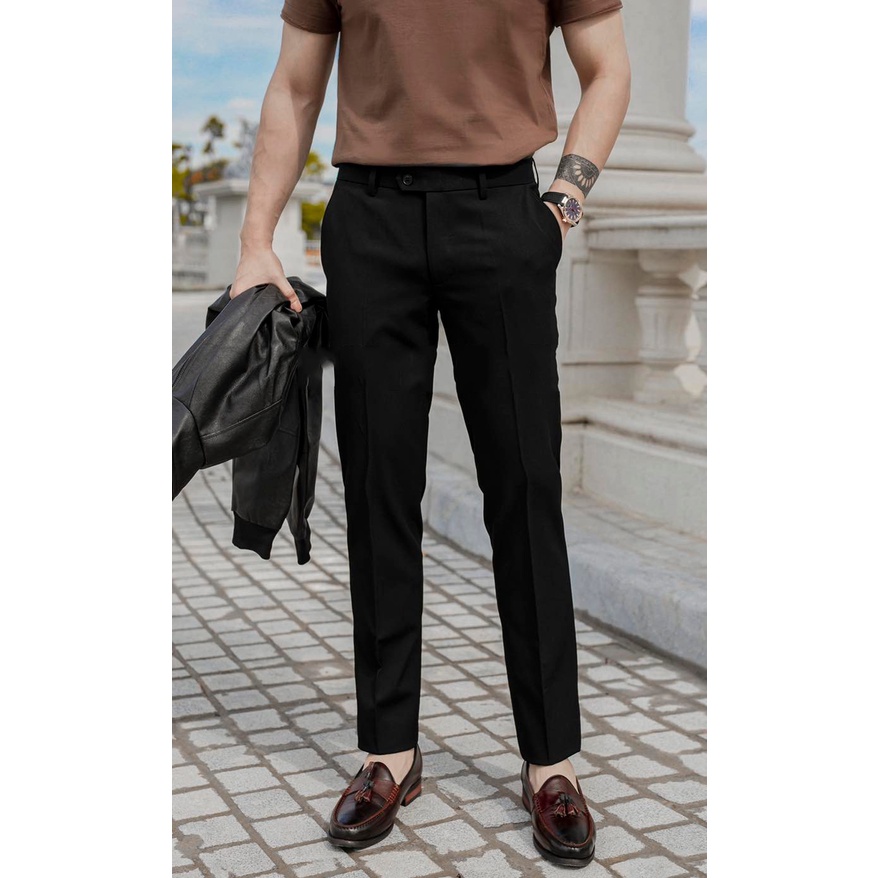 Quần Âu Nam Ống Rộng Dáng Suông Đứng Cạp Cao Vải Mềm Mịn Đẹp Co Giãn Nhẹ Phong Cách Trẻ Trung