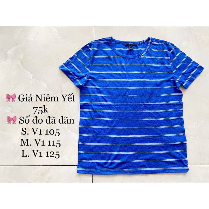 Áo thun unisex f21 vnxk nam nữ xanh sọc(clip+hình thật)