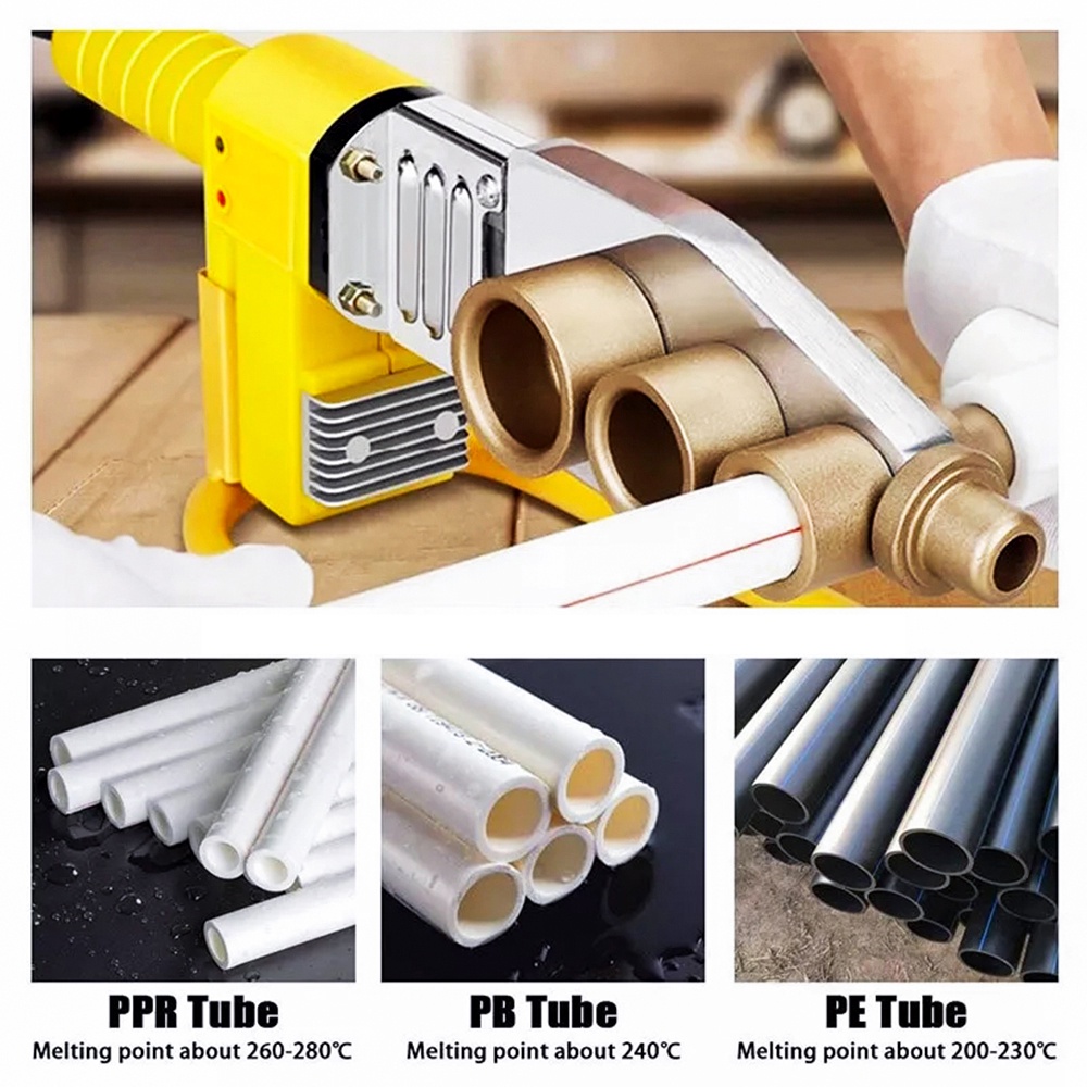 EKEZ Máy hàn ống nhựa chịu nhiệt PP-R, PE, PPC 20-63mm,1200W, tản nhiệt mang cá AC 220V Tự động chỉnh nhiệt