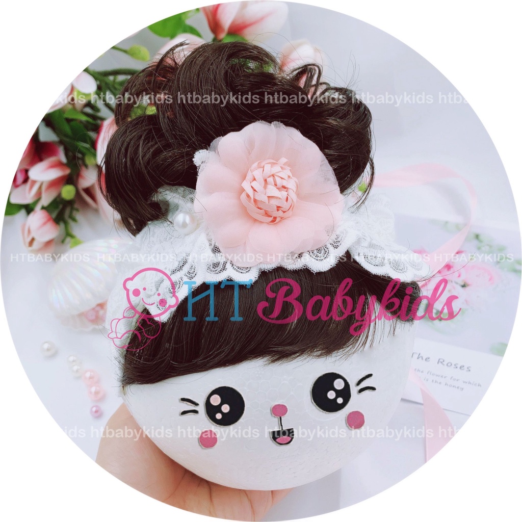 [Ảnh thật] Tóc Giả Cho Bé Gái ❤️ Set Búi Natra + Băng Đô Mái Búi Có Gắn Nơ Đáng Yêu