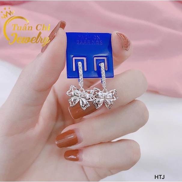 Khuyên Tai Nữ - Bông Tai Bạc Nữ Hình Nơ Dễ Thương, Tiểu Thư Thanh Lịch