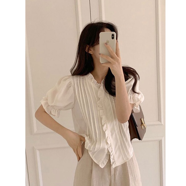 Áo Sơ Mi Ngắn Tay Xếp Ly Thanh Lịch 49307