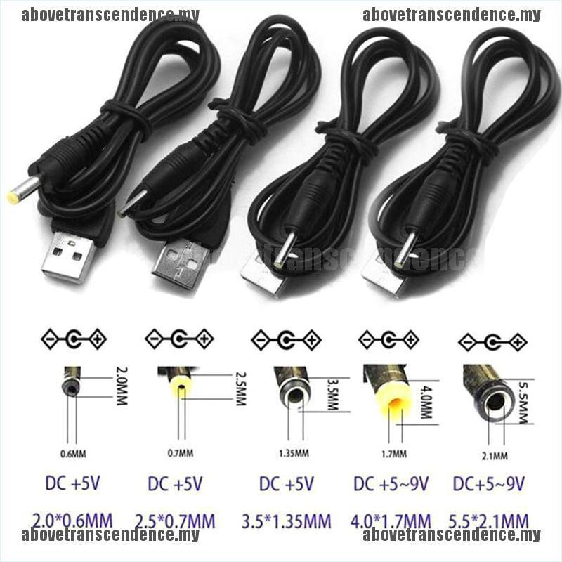 Cáp Chuyển Đổi Nguồn Usb Sang Dc 5.5mmx2.1 / 2.5x0.7 / 3.0x1.0 / 4.0x1.7 / 3.5x1.35 5v