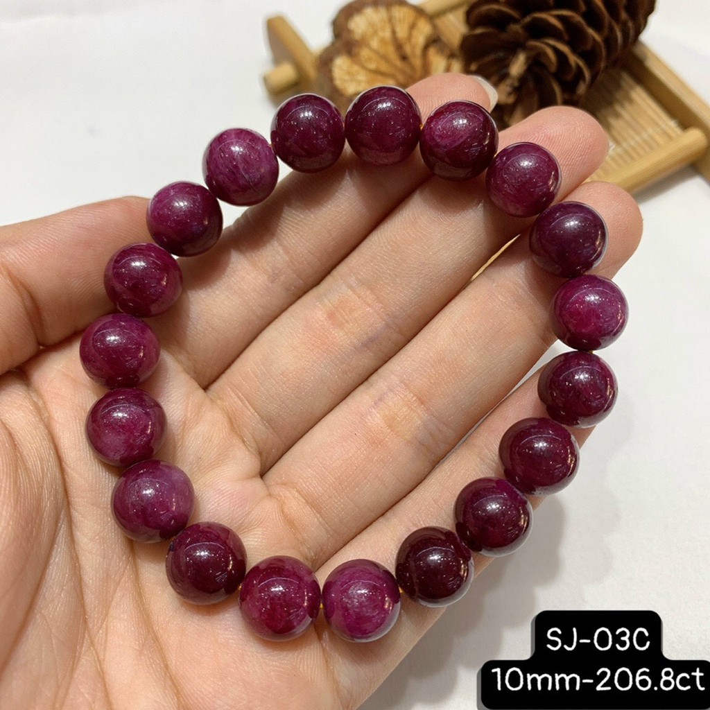 Vòng Tay RB Nam Phi Đỏ Đậm Đẹp Tuyệt Vời Size 8-10mm