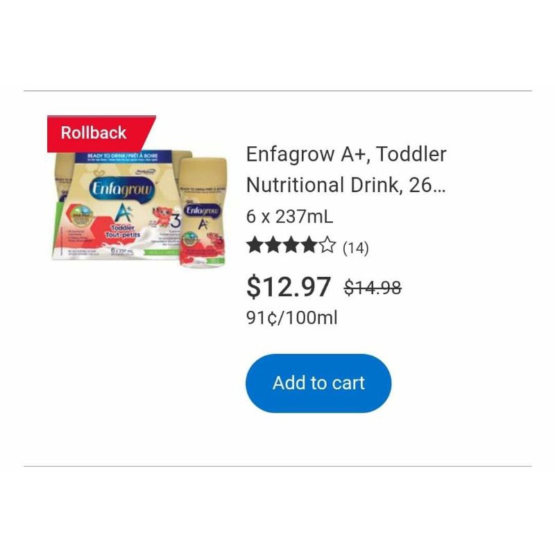 (1 bịch 6 lon) Enfagrow Canada dạng nước 237ml/lon