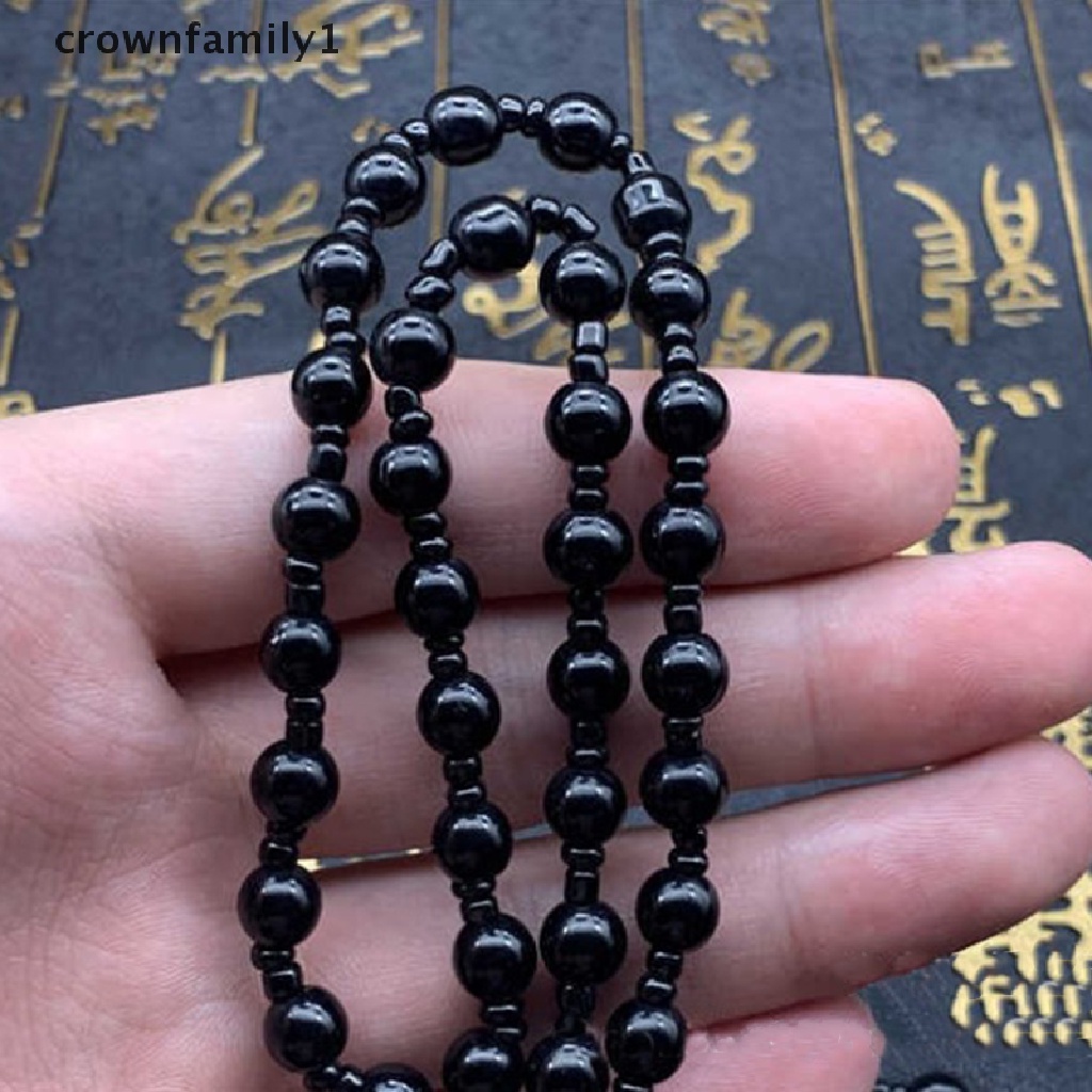 1 Vòng cổ Bùa May Mắn Mặt Phật Bằng Đá Obsidian Đen Tự Nhiên Khắc Họa Tiết crownfamily1