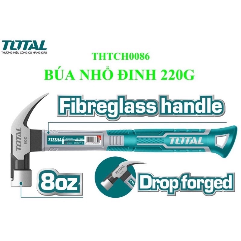 220g Búa nhổ Đinh (sừng dê) có nam châm hút Total THTCH0086