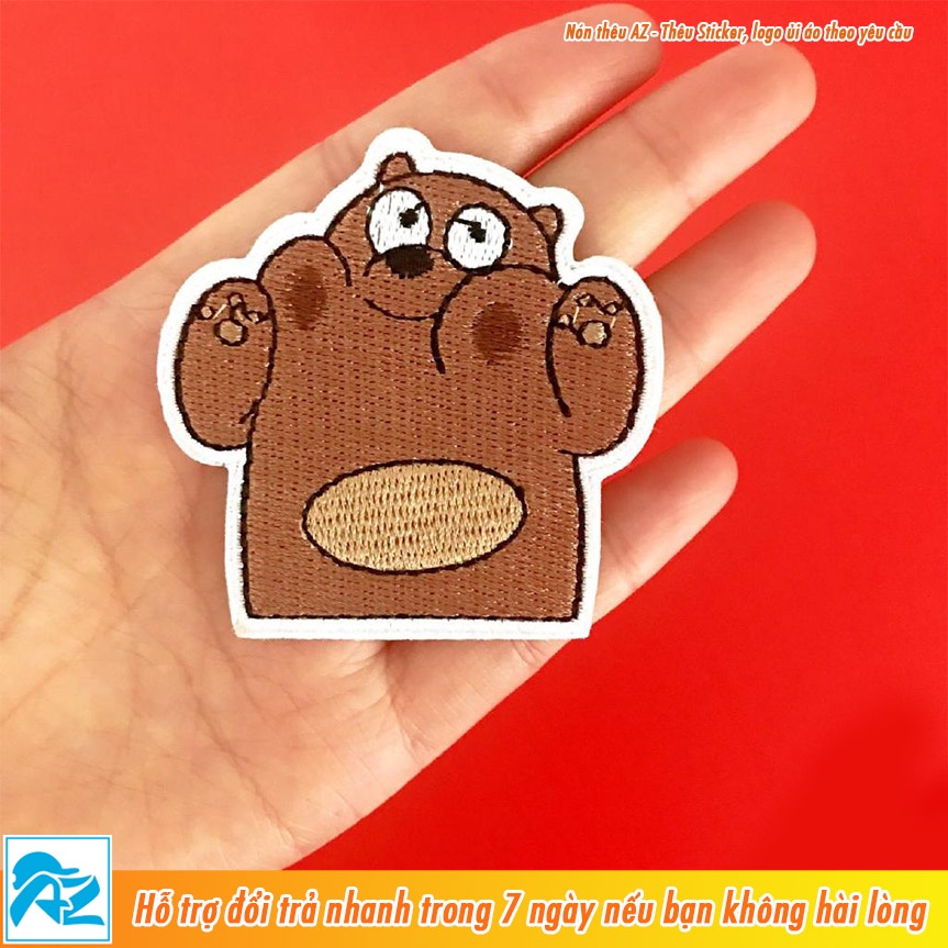 Sticker patch vải thêu hình 3 chú gấu we bare bears S157