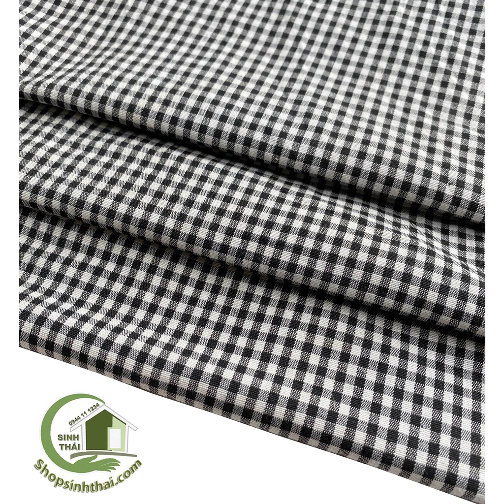 Vải cotton kẻ sọc caro nhuyễn nhỏ màu trắng đen