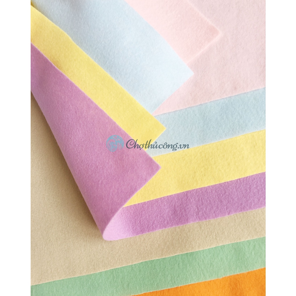 Combo 7 vải nỉ mềm Hàn Quốc cao cấp (Korean high-class Felt) D30XR37cm 7 màu Pastel, làm đồ handmade, craft, thủ công