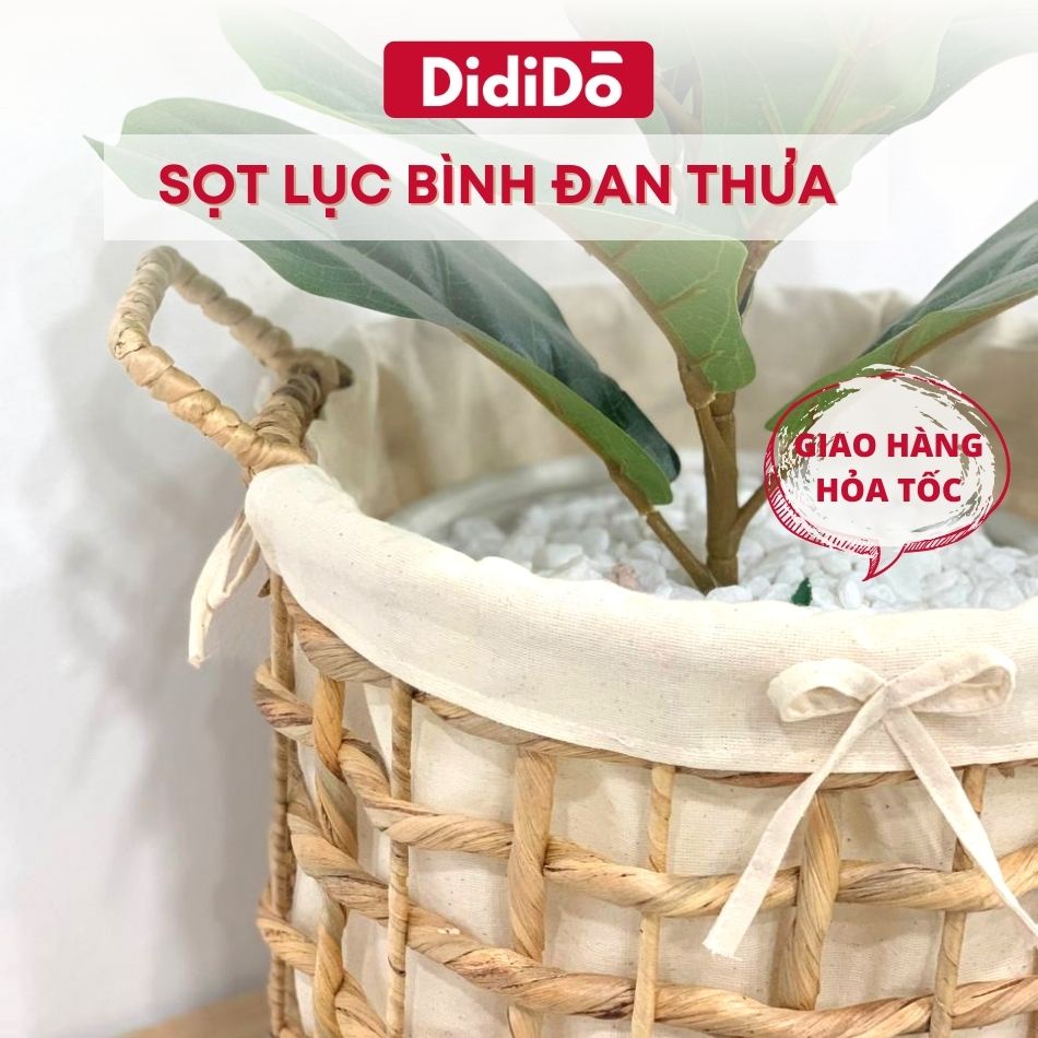 Sọt lục bình đan thưa có vải lót 28cm