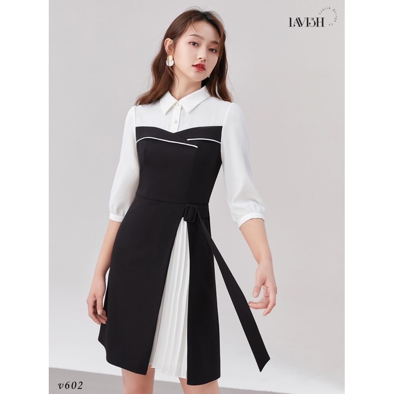 [Mã SKAMA06 giảm 8% tối đa 50K đơn 250K] VNU308 - VÁY ĐEN PHỐI CỔ TRẮNG CÚC BỌC DẬP LI | BigBuy360 - bigbuy360.vn