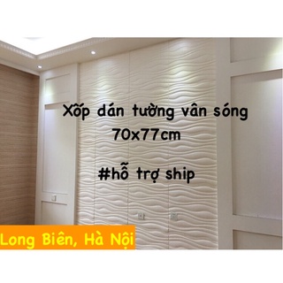 Xốp dán tường giả da 3d vân sóng khổ 70x77cm dày đẹp cực sang trọng