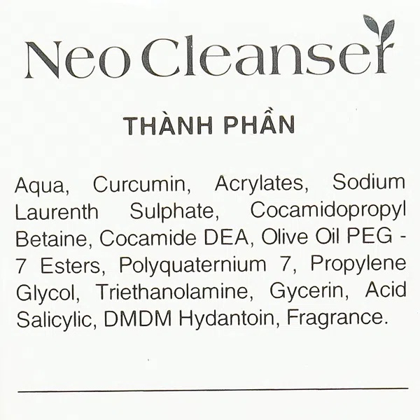 Sữa Rửa Mặt Nghệ Nano Neo Cleanser Ngừa Mụn, Giảm Tiết Dầu Thừa