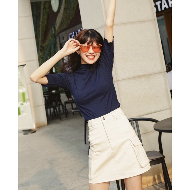 GingerBear - Áo Cổ Lọ Tay Lỡ Dún - Blueberry Top ( Có Ảnh Chụp Tại Cửa Hàng )