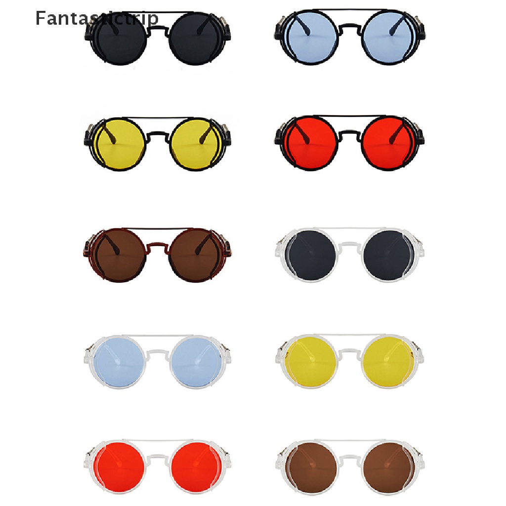 Kính Mát Tròn Chống Tia UV400 Phong Cách Steampunk