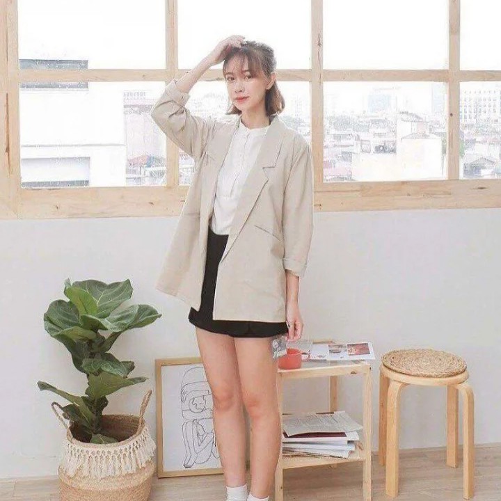 Áo khoác blazer túi xéo THOCA HOUSE đen, trắng, kem, hồng, cà phê mềm mại freesize phù hợp đi làm công sở, sự kiện | BigBuy360 - bigbuy360.vn