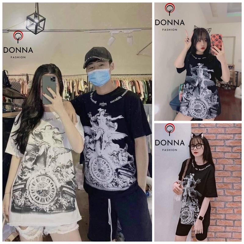 [Rẻ nhất shopee] Áo THIÊN THẦN CHỮ VIỀN CỔ unisex form rộng tay lỡ,áo đơn , áo đôi, áo nhóm siêu hot trend .Donnafashion