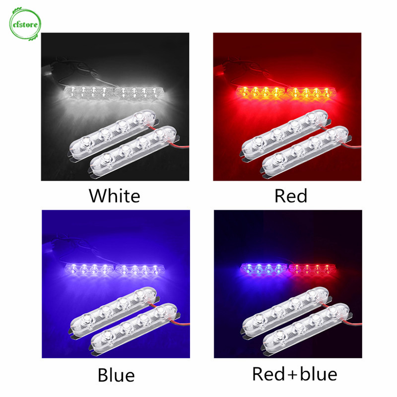 Set 2 Đèn Nhấp Nháy Cảnh Sát 4 Led Cho Xe Hơi / Xe Máy