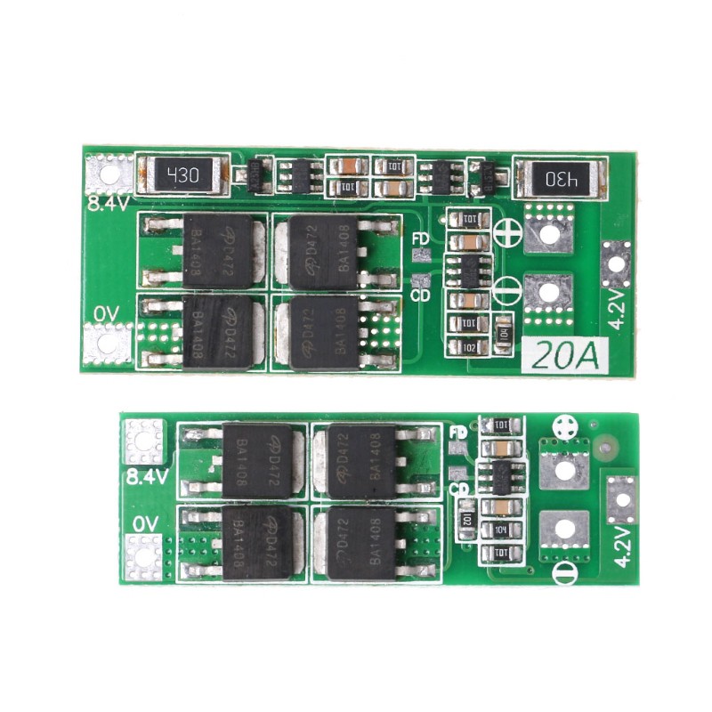 Bo mạch bảo vệ PCB BMS sạc pin 18650/Li-ion Lithium 2S 20A 7.4V 8.4V kích thước 4.5x1cm/4.8*2cm