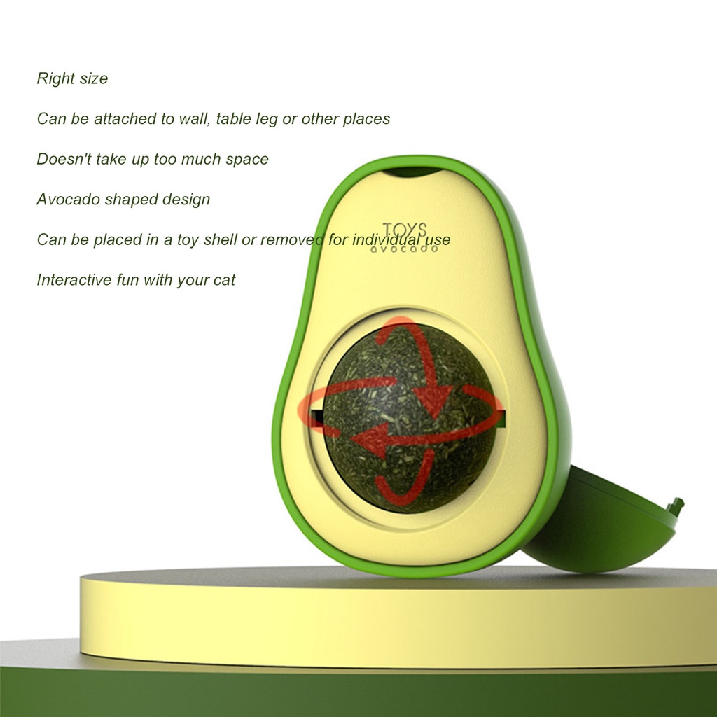 Hàng HOT Bóng đồ chơi gắn tường đựng cỏ bạc hà cho mèo mài răng sáng tạo làm sạch răng xoay Hình dạng quả bơ 【Tennessee052】